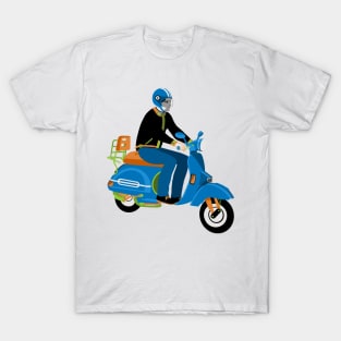 Blue Scooter Driver T-Shirt